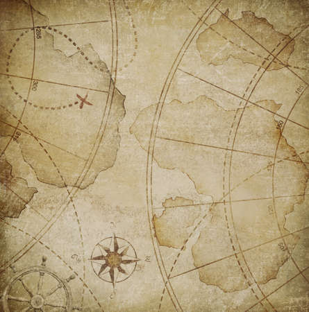 aged nautical pirates map backgroundの写真素材