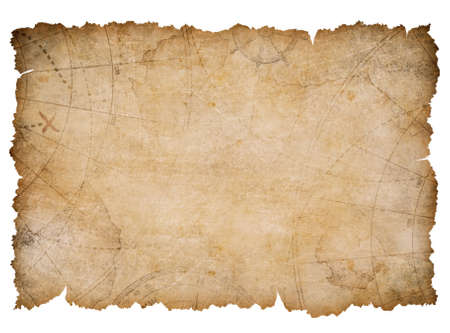 nautical map with torn edges isolated on whiteの写真素材