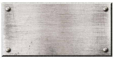 rough grunge metal plate with rivets isolatedの写真素材