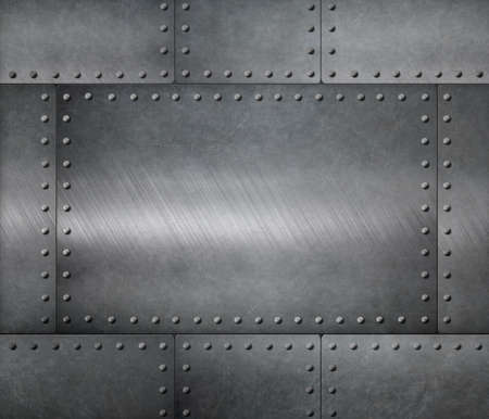 metal sheets with rivets armour backgroundの写真素材