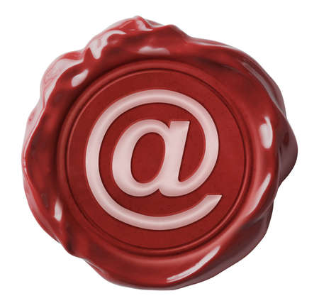 Red wax email seal icon isolated on whiteの写真素材