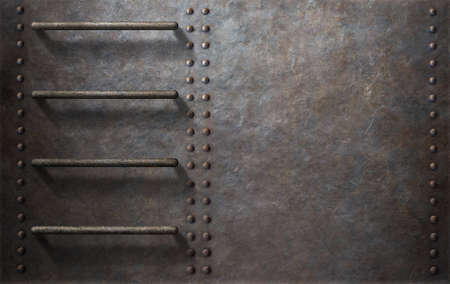 submarine or ship metal background with stairs and rivetsの写真素材