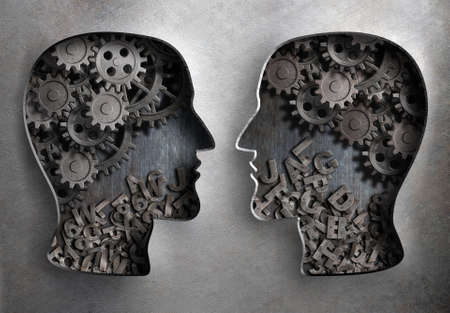 Communication or arguing or information and knowledge exchange concept.の写真素材