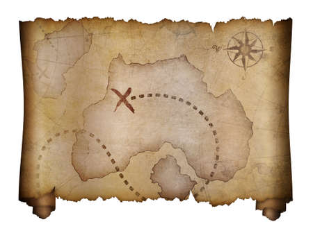 old pirates treasure map isolated on whiteの写真素材