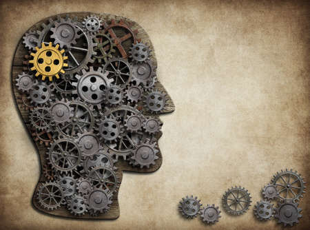 Human brain made from gears and cogsの写真素材