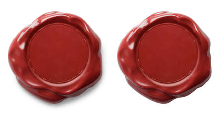 Red wax seal isolated on whiteの写真素材