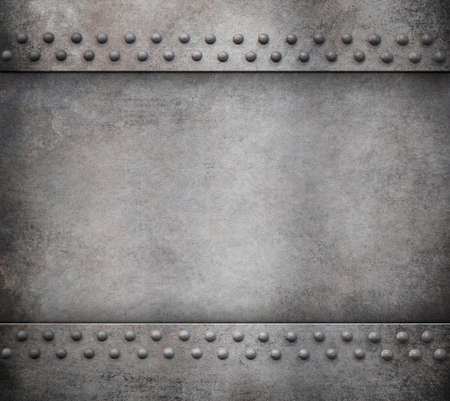old metal armour with rivets background 3d illustrationの写真素材
