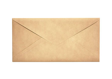 Old narrow letter envelope isolatedの写真素材