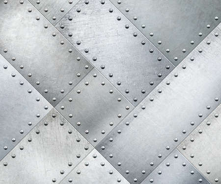 Metal plates rotated 45 degrees with rivets background or texture