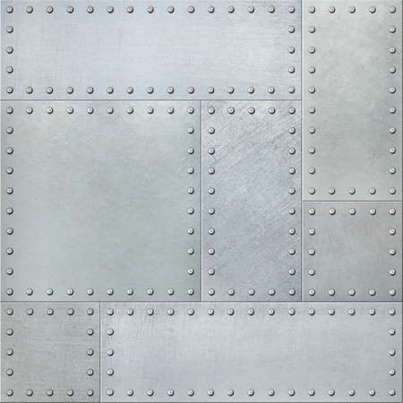 Metal plates with rivets seamless background or textureの写真素材