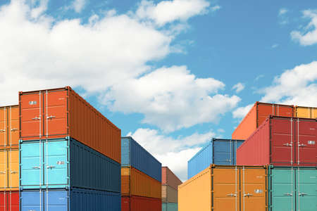 export import cargo containers bulk in port or harbor 3d illustrationの写真素材