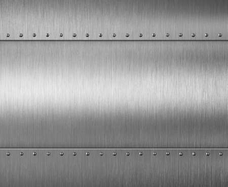 brushed metal plate with rivets 3d illustrationの写真素材