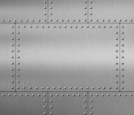 metal background with rivets 3d illustrationの写真素材