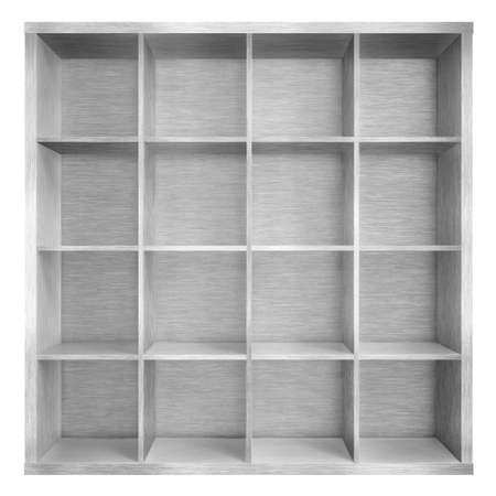Empty metal square bookshelf or bookcase 3d illustrationの写真素材