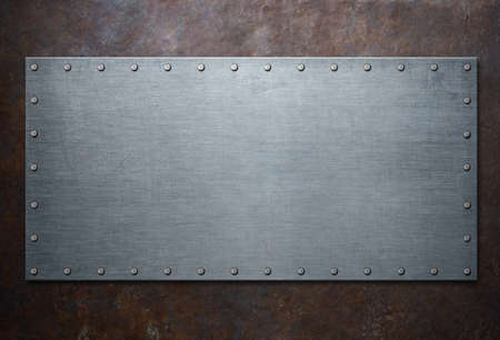 old steel frame on rust metal background 3d illustrationの写真素材