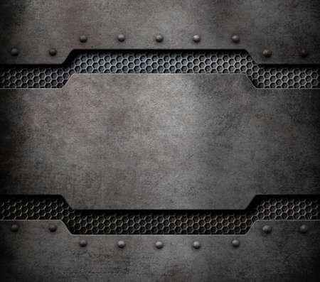 metal plaque background with rivets 3d illustrationの写真素材
