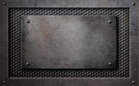 metal plaque over comb grid background 3d illustrationの写真素材