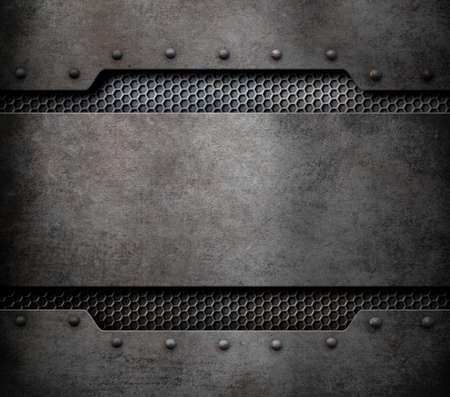 metal plate background with rivets 3d illustrationの写真素材