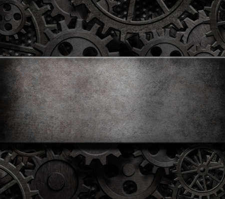 Old cogs and gears steam punk technology background 3d illustrationの写真素材