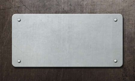 old steel plate with bolts on metal background 3d illustrationの写真素材