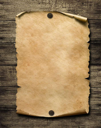 Old blank paper with nails 3d illustrationの写真素材