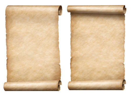 old paper scrolls or parchments 3d illustration set