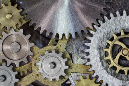 Cog and gear wheels steam punk metal background 3d illustrationの写真素材