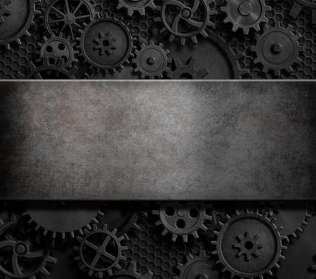 rusty cogs and gears steam punk 3d illustration backgroundの写真素材