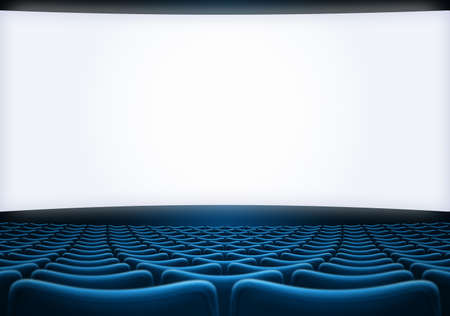 cinema screen with blue seats backgound 3d illustrationの写真素材