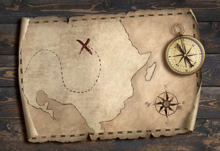 Treasure map adventure concept 3d illustrationの写真素材