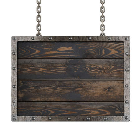 old metal frame over wooden background isolatedの写真素材