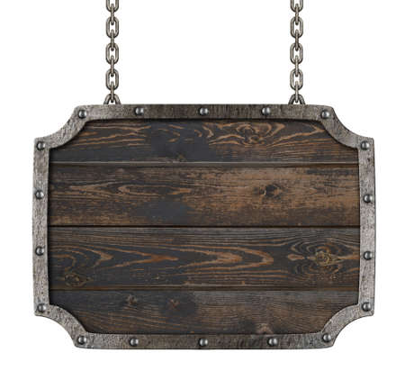 old metal frame over wooden background isolatedの写真素材