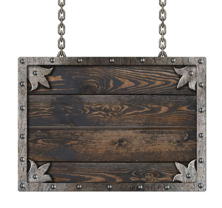 old metal frame over wooden background isolatedの写真素材