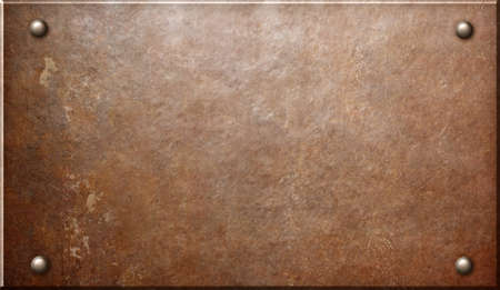 old rustic metal plate or plaque with rivets 3d illustrationの写真素材