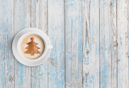 christmas coffee cup top viewの写真素材