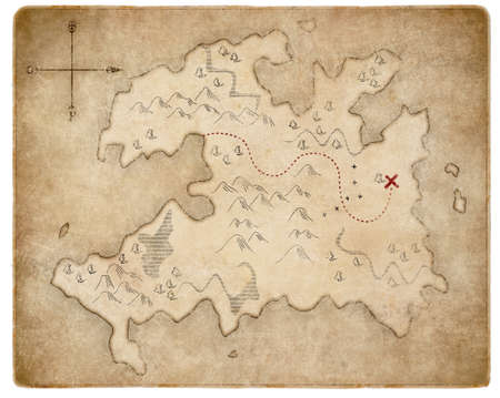 treasure medieval pirates map page isolatedの写真素材