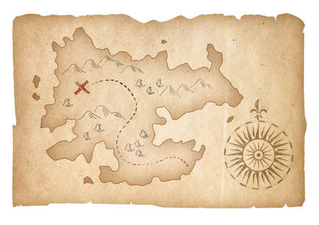 treasure map of pirates isolated with clipping path includedの写真素材