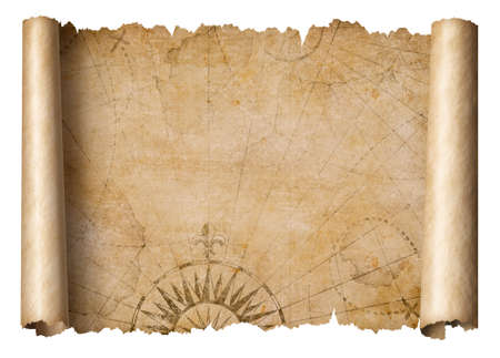 vintage treasure map scroll isolatedの写真素材