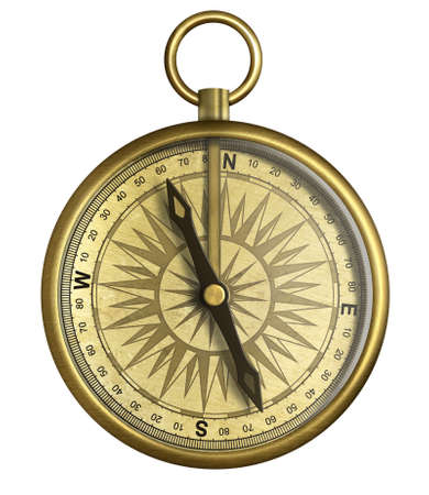 Vintage compass isolated on whiteの写真素材