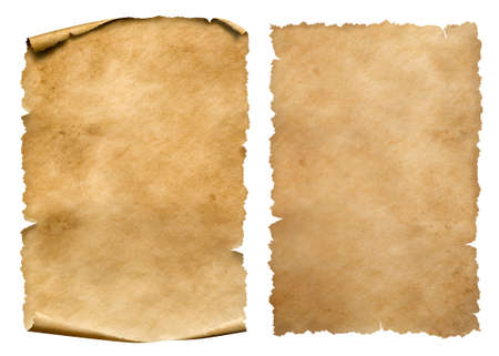 Vintage paper or parchment sheets set isolated on whiteの写真素材
