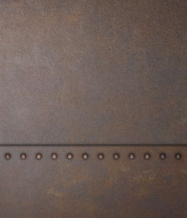 armor rustic plate with rivets metal background 3d illustrationの写真素材