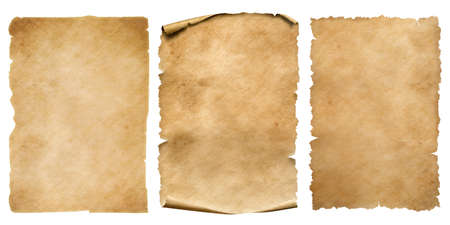 Vintage paper or parchment sheets set isolated on whiteの写真素材