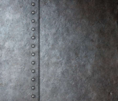 armor metal plate with rivets background 3d illustrationの写真素材