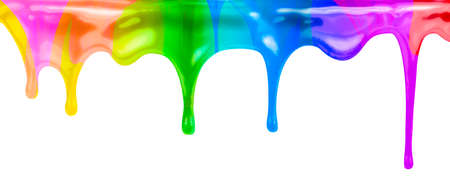 Drip color paint isolated on whiteの写真素材