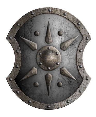 Large metal shield with star isolated 3d illustrationの写真素材