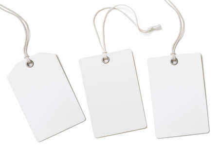 Blank paper price tags or labels set isolated on whiteの写真素材