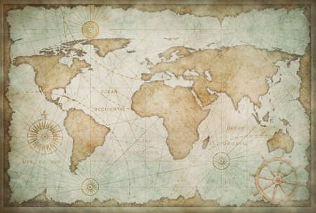 Medieval worn world map vintage stylizationの写真素材