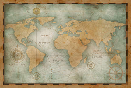Ancient world map vintage stylizationの写真素材