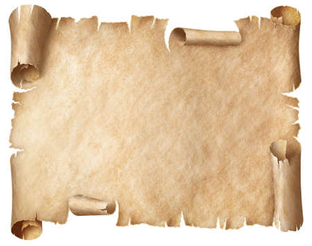 Ancient worn parchment or old papyrus isolatedの写真素材