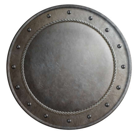 Rusty metal round shield isolated 3d illustrationの写真素材
